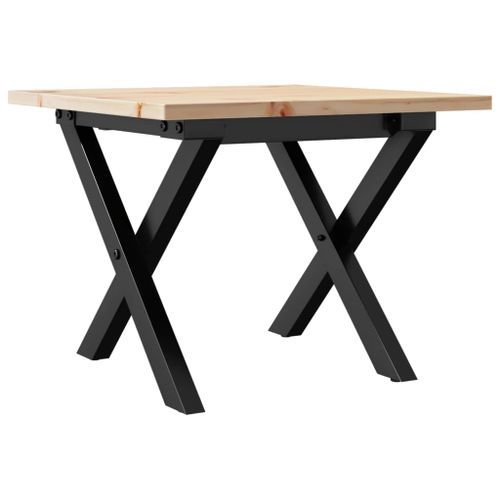 Table basse cadre en X 40x40x35 cm bois de pin massif et fonte - Photo n°2; ?>