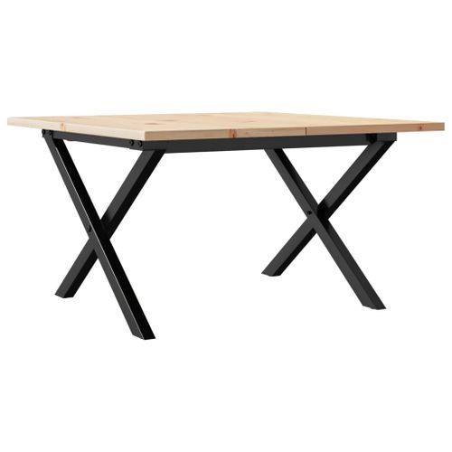 Table basse cadre en X 60x60x40 cm bois de pin massif et fonte - Photo n°2; ?>