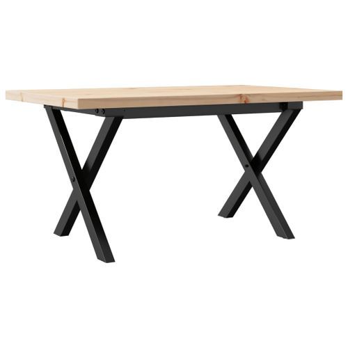 Table basse cadre en X 80x50x40,5cm bois de pin massif et fonte - Photo n°2; ?>