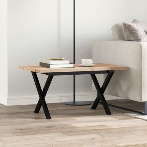 Table basse cadre en X 80x50x40,5cm bois de pin massif et fonte - Photo n°3; ?>