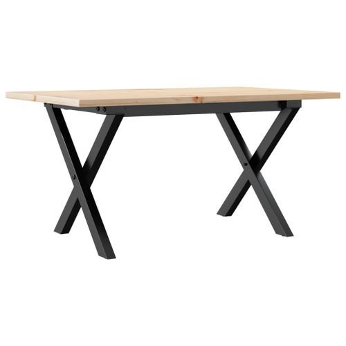 Table basse cadre en X 80x50x40 cm bois de pin massif et fonte - Photo n°2; ?>