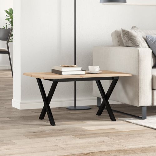 Table basse cadre en X 80x50x40 cm bois de pin massif et fonte - Photo n°3; ?>