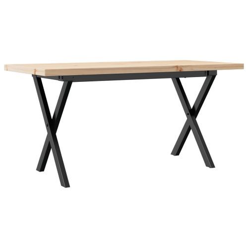 Table basse cadre en X 90x40x45,5cm bois de pin massif et fonte - Photo n°2; ?>