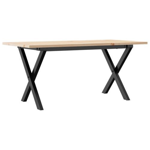 Table basse cadre en X 90x40x45 cm bois de pin massif et fonte - Photo n°2; ?>