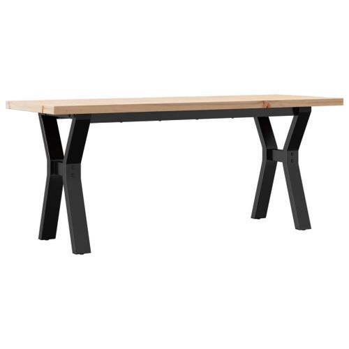 Table basse cadre en Y 110x40x45,5 cm bois de pin massif fonte - Photo n°2; ?>