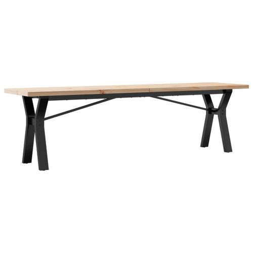 Table basse cadre en Y 160x40x45,5 cm bois de pin massif fonte - Photo n°2; ?>