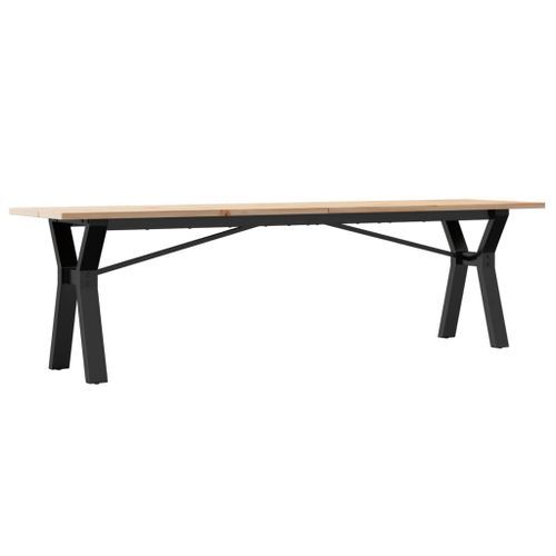 Table basse cadre en Y 160x40x45 cm bois de pin massif et fonte - Photo n°2; ?>