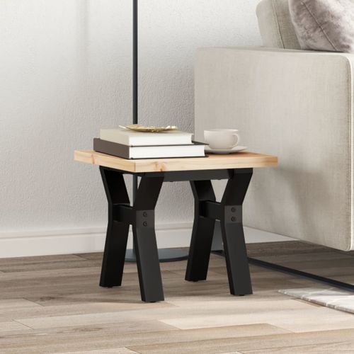 Table basse cadre en Y 40x40x35,5cm bois de pin massif et fonte - Photo n°3; ?>