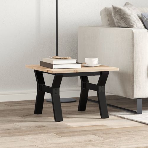 Table basse cadre en Y 40x40x35 cm bois de pin massif et fonte - Photo n°3; ?>