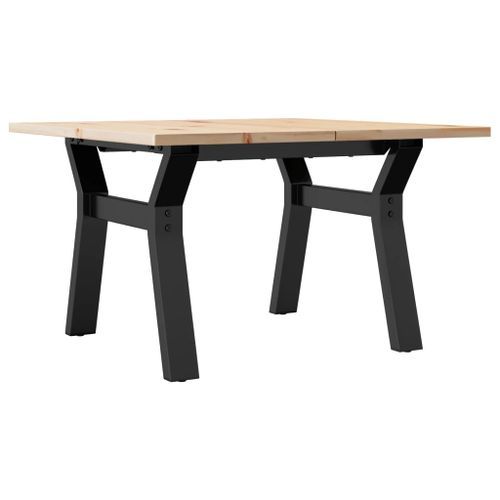 Table basse cadre en Y 70x70x40 cm bois de pin massif et fonte - Photo n°2; ?>