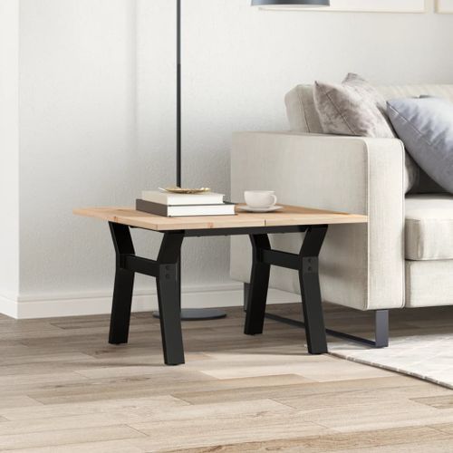 Table basse cadre en Y 70x70x40 cm bois de pin massif et fonte - Photo n°3; ?>