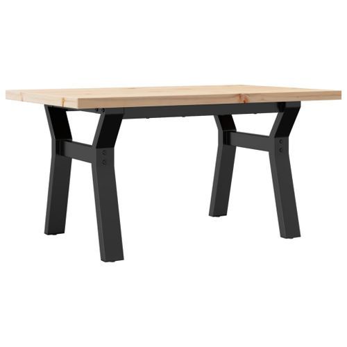 Table basse cadre en Y 80x50x40,5cm bois de pin massif et fonte - Photo n°2; ?>