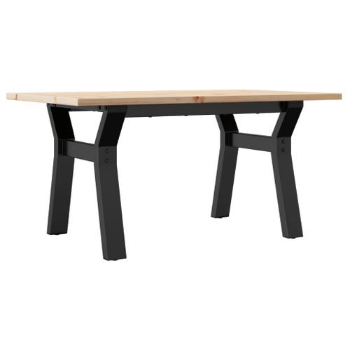 Table basse cadre en Y 80x50x40 cm bois de pin massif et fonte - Photo n°2; ?>