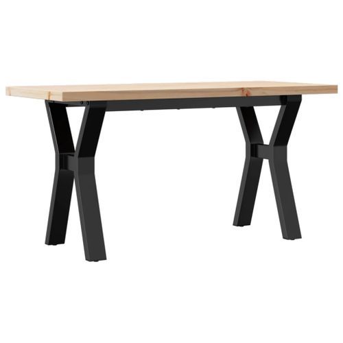 Table basse cadre en Y 90x40x45,5cm bois de pin massif et fonte - Photo n°2; ?>