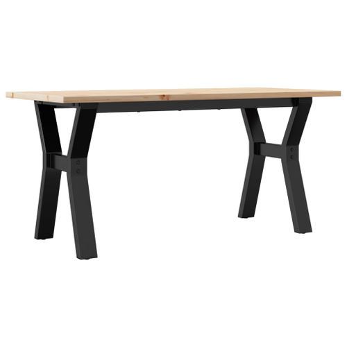 Table basse cadre en Y 90x40x45 cm bois de pin massif et fonte - Photo n°2; ?>