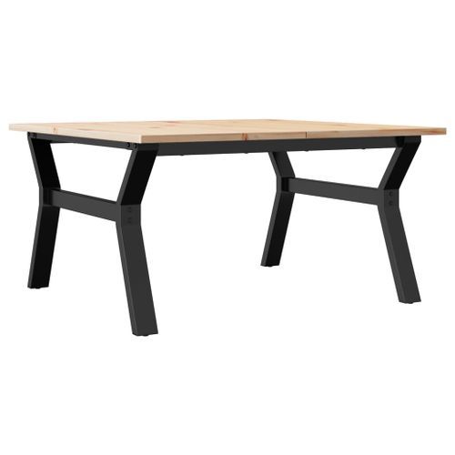 Table basse cadre en Y 90x90x45 cm bois de pin massif et fonte - Photo n°2; ?>