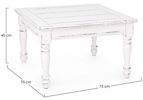 Table basse carré en bois de manguier blanc patiné Kolita 75 cm - Photo n°3; ?>