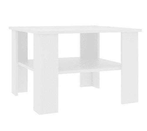 Table basse carrée 1 étagère bois blanc Modra - Photo n°3; ?>