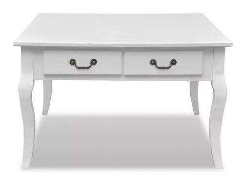 Table basse carrée 4 tiroirs bois et pin massif blanc Frenchy - Photo n°3; ?>