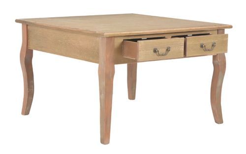 Table basse carrée 4 tiroirs bois et pin massif clair Dean - Photo n°3; ?>