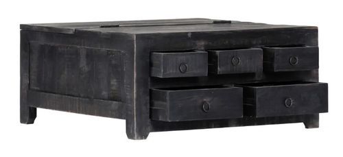 Table basse carrée 5 tiroirs manguier massif noir Pinkie - Photo n°3; ?>