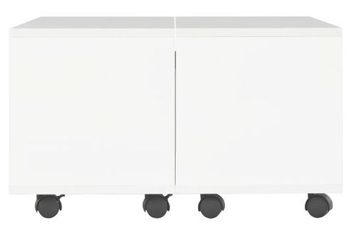 Table basse carrée à roulettes bois blanc brillant Bella 60 cm - Photo n°3; ?>