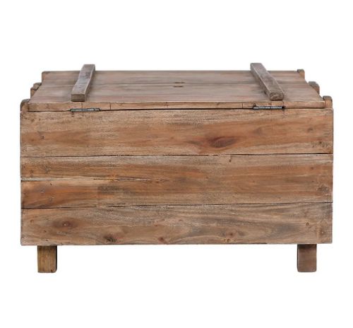 Table basse carrée avec coffre bois massif recyclé foncé Nova 65 cm - Photo n°3; ?>
