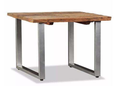 Table basse carrée bois de traverses recyclé et pieds métal gris Mousty - Photo n°3; ?>