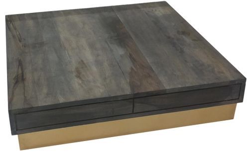 Table basse carrée bois foncé et métal doré Niu - Photo n°3; ?>