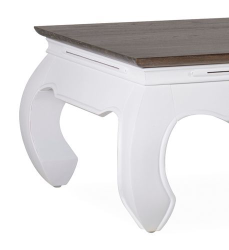 Table basse carrée bois massif de mindi blanc et marron Orpirest 60 cm - Photo n°2; ?>