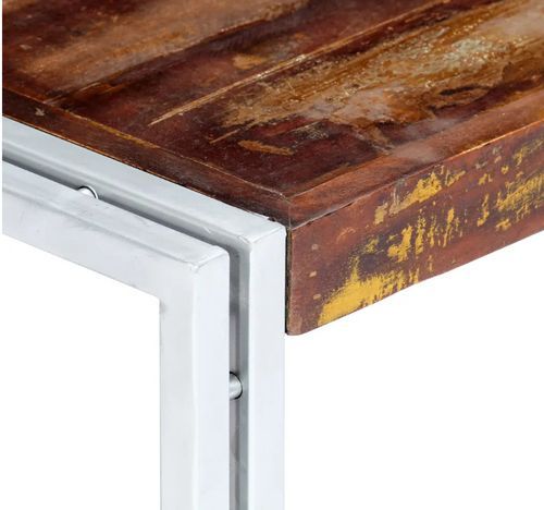 Table basse carrée bois massif recyclé et métal gris Pousty - Photo n°3; ?>