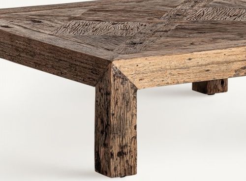 Table basse carrée bois massif recyclé Wader 100 cm - Photo n°3; ?>