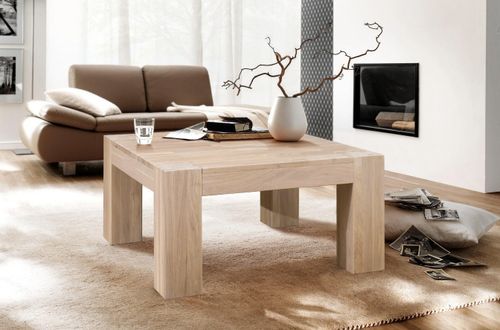 Table basse carrée en bois de chêne blanchi Nordo 90 cm - Photo n°2; ?>
