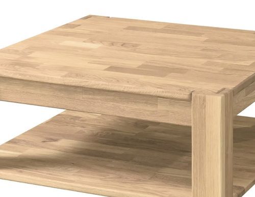 Table basse carrée en chêne massif blanchi Ritza 70 cm - Photo n°3; ?>