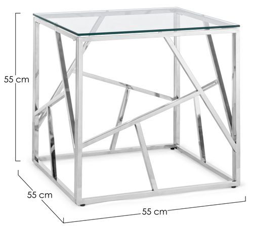Table basse carrée en verre trempé argent Rani L 55 cm - Photo n°3; ?>