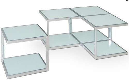 Table basse carrée modulable Verre et Inox Kiabi - Photo n°3; ?>