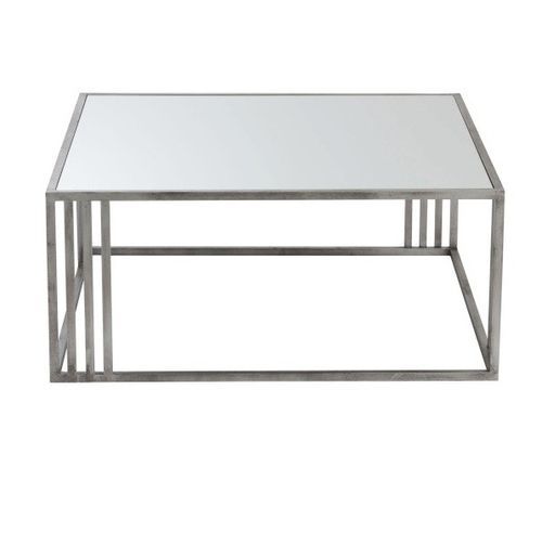 Table basse carrée verre et pieds métal argenté Licia - Photo n°2; ?>