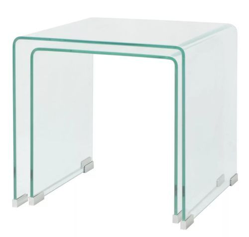 Table basse carrée verre trempé transparent Niu - Lot de 2 - Photo n°3; ?>