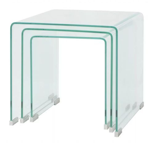 Table basse carrée verre trempé transparent Niu - Lot de 3 - Photo n°3; ?>