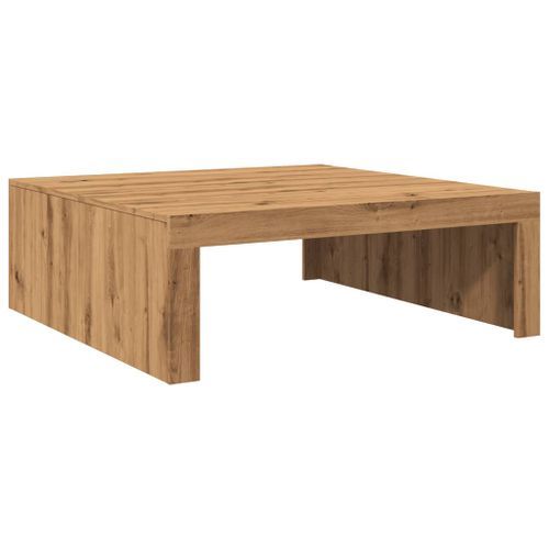 Table basse chêne artisanal 100x100x35 cm bois d'ingénierie - Photo n°2; ?>