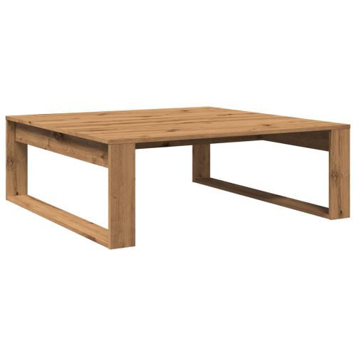 Table basse chêne artisanal 100x100x35 cm bois d'ingénierie - Photo n°2; ?>