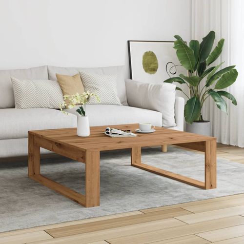 Table basse chêne artisanal 100x100x35 cm bois d'ingénierie - Photo n°3; ?>