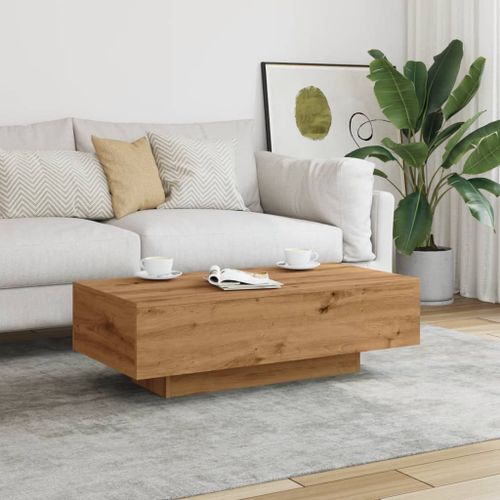 Table basse chêne artisanal 100x49,5x31 cm bois d'ingénierie - Photo n°3; ?>