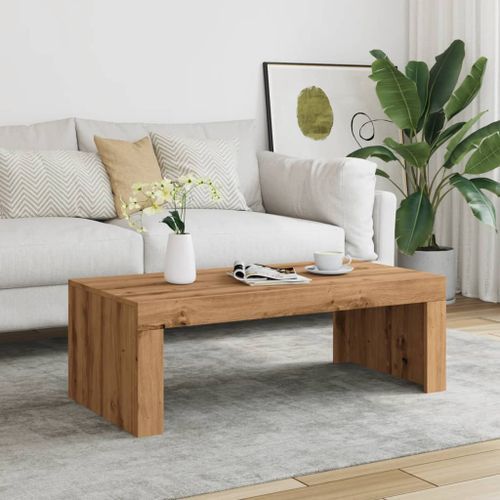 Table basse chêne artisanal 102x50x35 cm bois d'ingénierie - Photo n°3; ?>