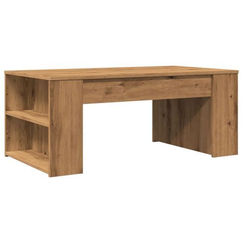 Table basse chêne artisanal 102x55x42 cm bois d'ingénierie - Photo n°2; ?>