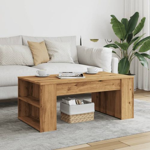 Table basse chêne artisanal 102x55x42 cm bois d'ingénierie - Photo n°3; ?>