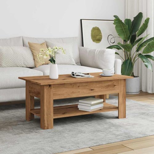 Table basse chêne artisanal 102x55x42 cm bois d'ingénierie - Photo n°3; ?>