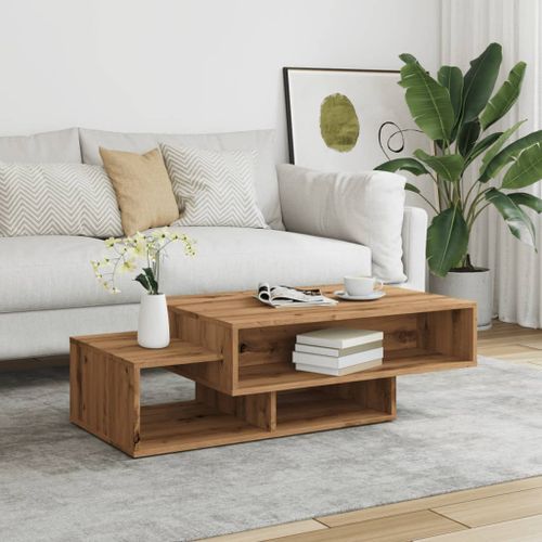 Table basse chêne artisanal 105x55x32 cm bois d'ingénierie - Photo n°3; ?>