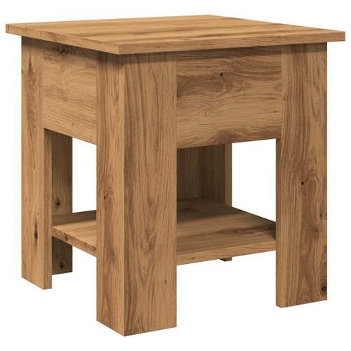 Table basse chêne artisanal 40x40x42 cm bois d'ingénierie - Photo n°2; ?>