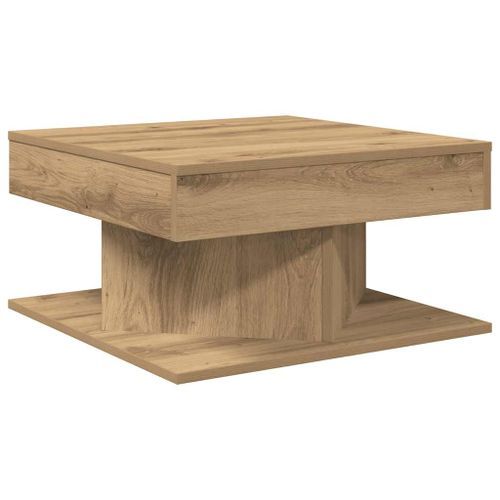 Table basse chêne artisanal 55x55x30 cm bois d'ingénierie - Photo n°2; ?>